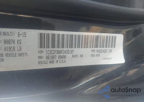 2015 Dodge Dart Sxt from USA, damaged, VIN 1C3CDFBB0FD435187